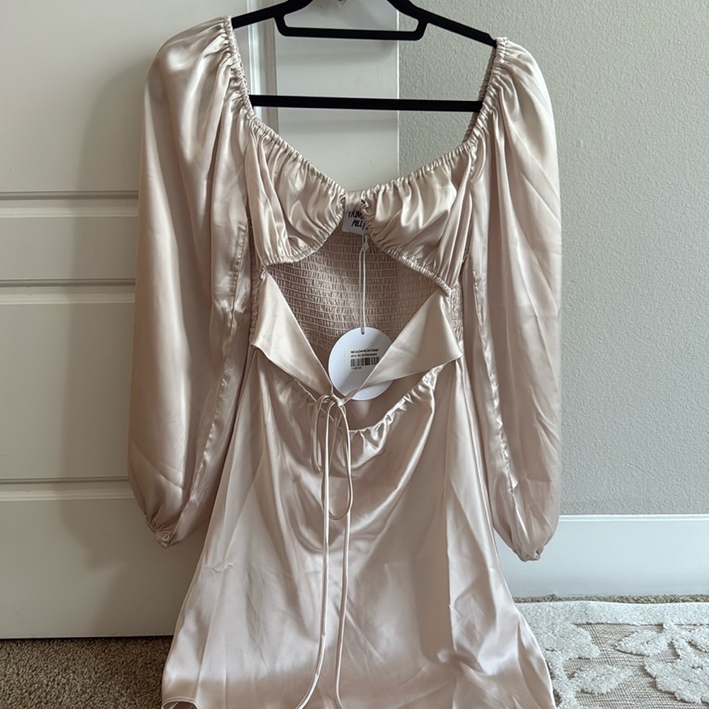 Princess Polly Nakita Long Sleeve Mini Dress Champagne Size 6 NWT
